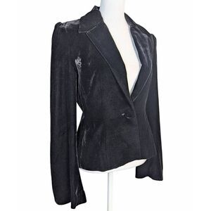 Vintage Till the End black velvet silk puff bell sleeve blazer jacket womens M